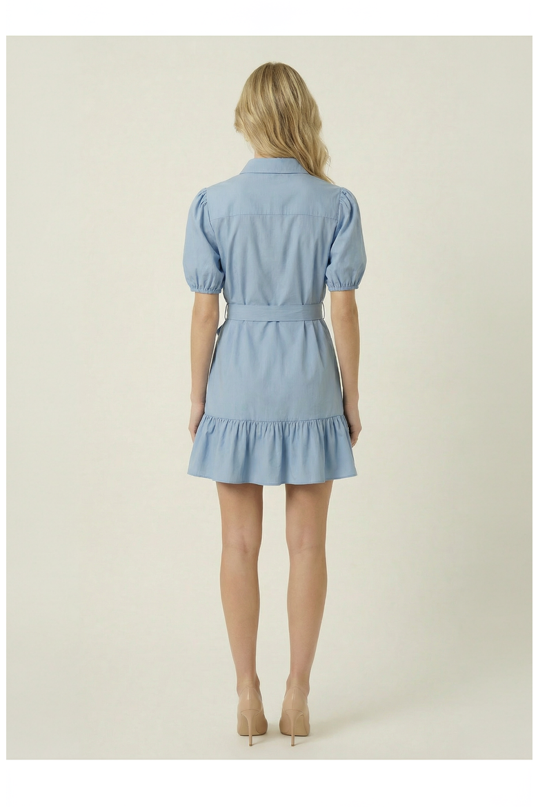 Belted Button Up Mini Dress