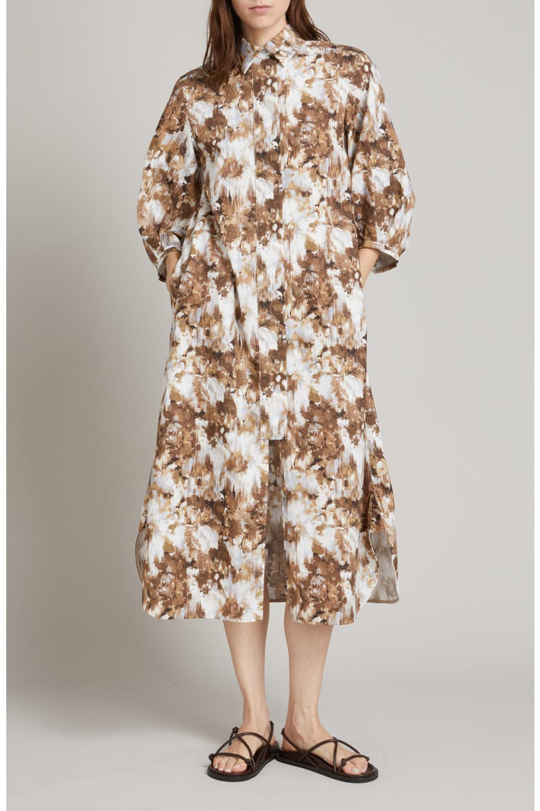 Falda Abstract Print Cotton Midi Shirtdress