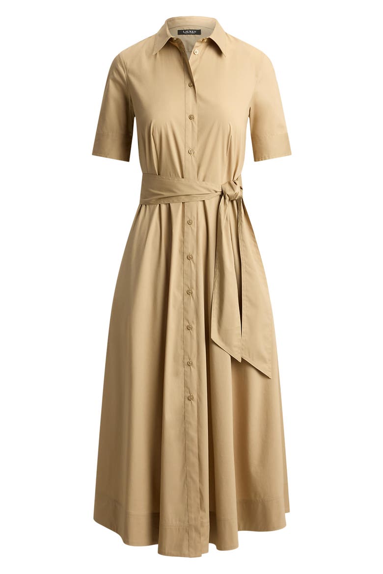 Belted Cotton Blend Shirtdress