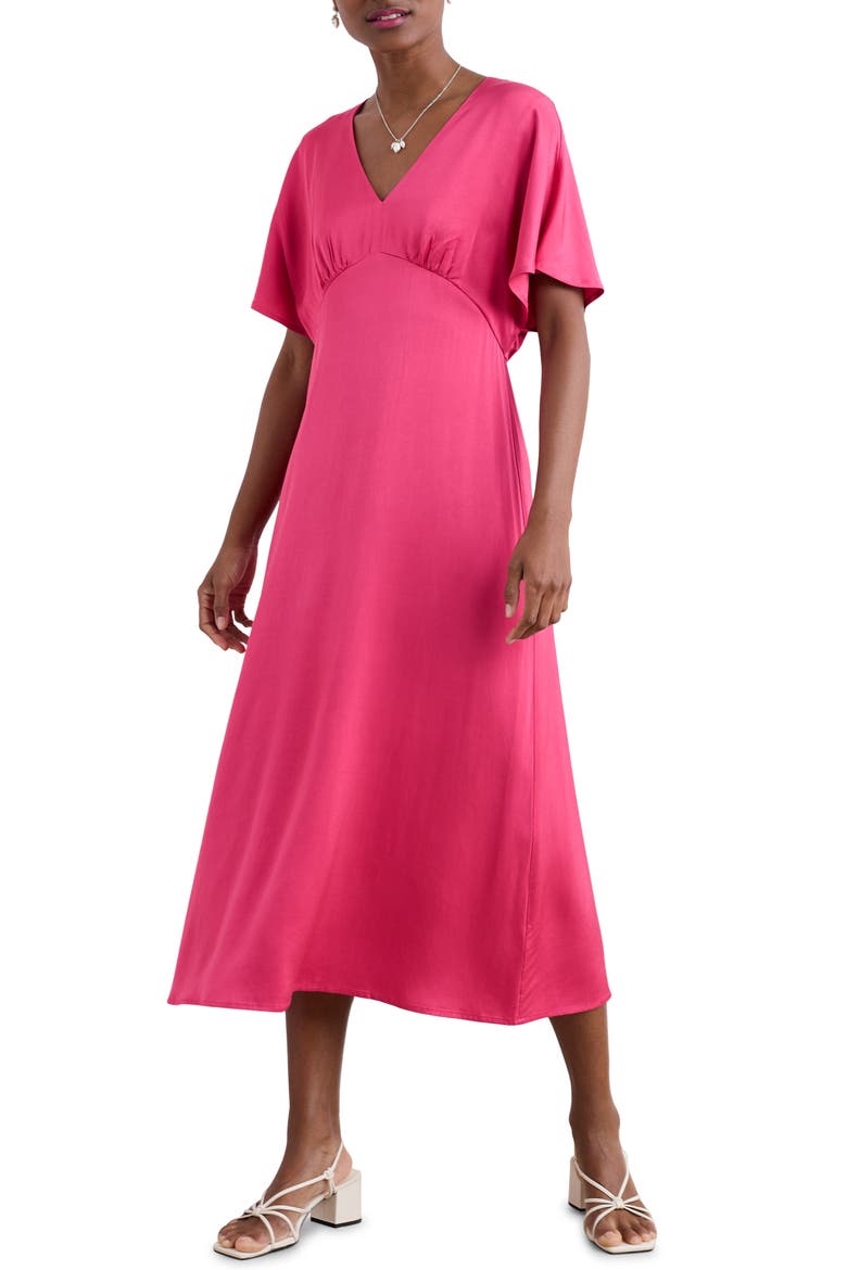 Evenglow Dolman Sleeve Satin Dress