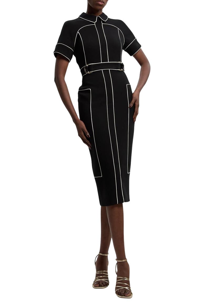 Compact Stretch Pencil Midi Dress