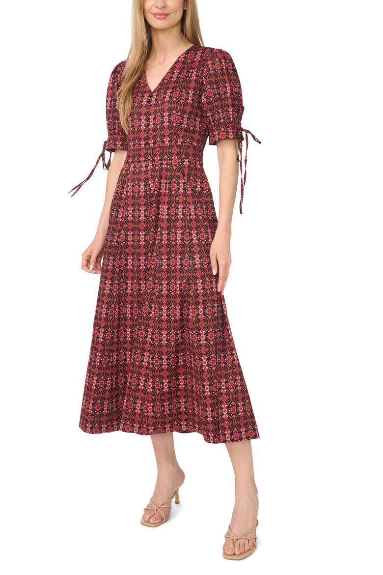 Balloon Sleeve Midi Dress