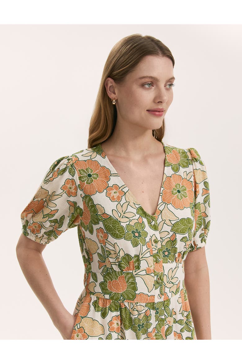 Addison Floral Linen Blend Midi Dress