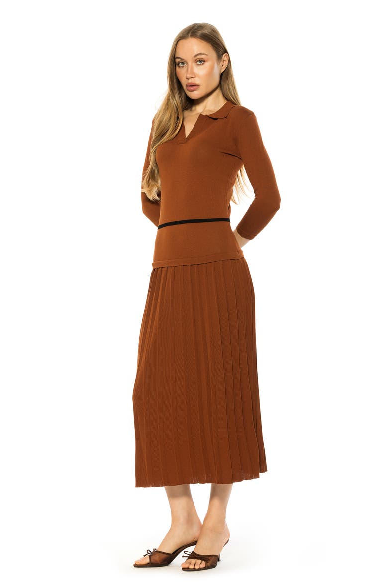 Sable Pleated Knit Midi Dress
