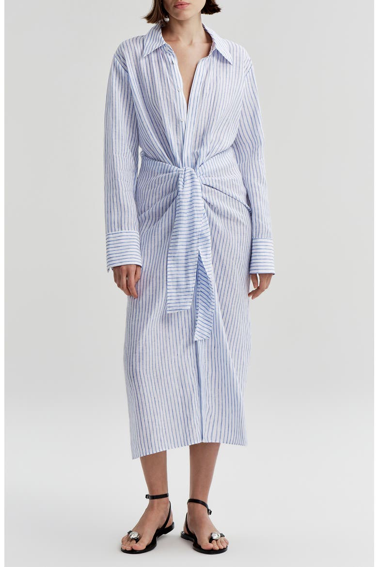 Mila Striped Linen Midi Shirtdress