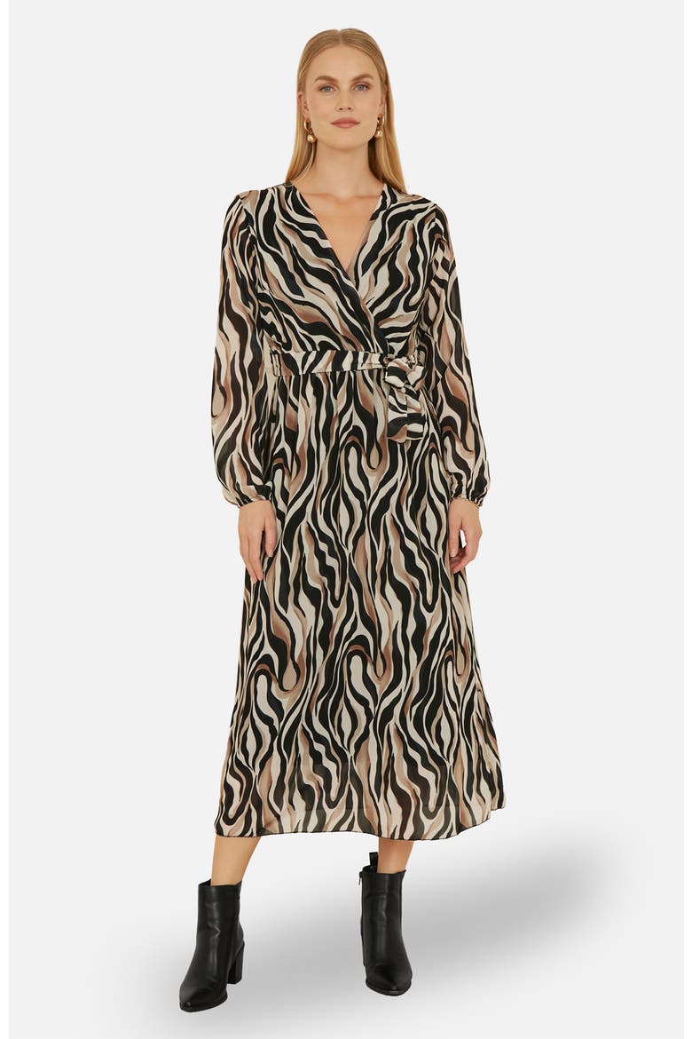 Animal Swirl Midi Wrap Dress