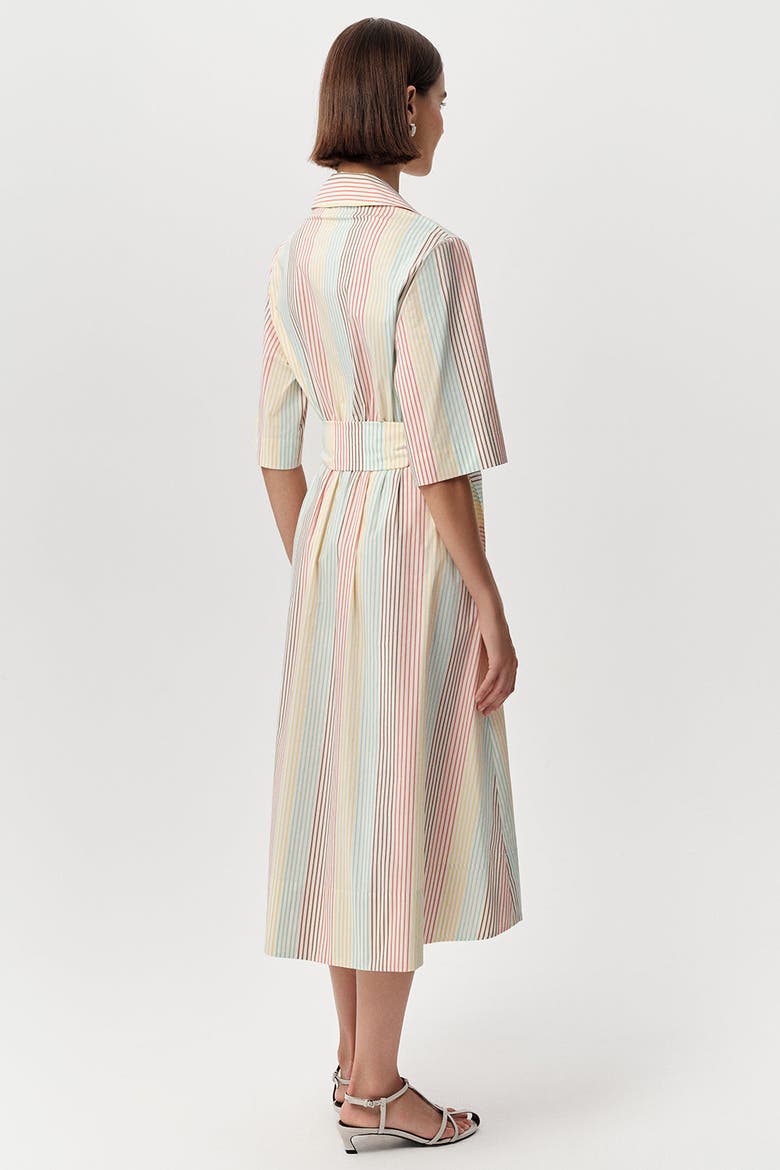 Keitha Belted Striped Midi Dress