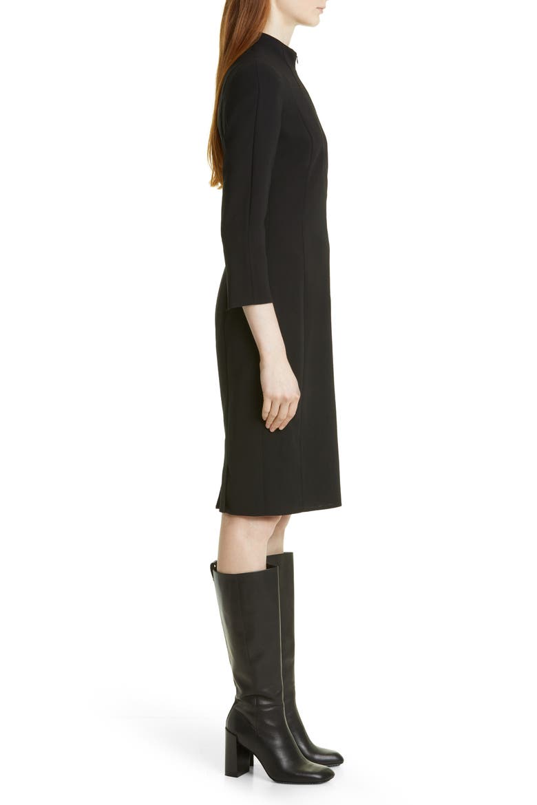 Belted Long Sleeve Wool Blend Dress