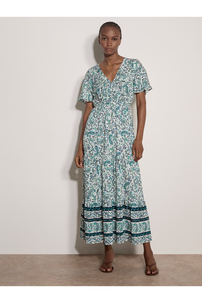Paisley Border Angel Sleeve Dress