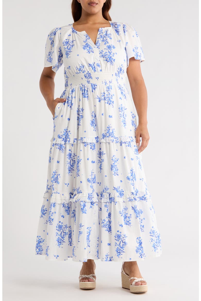 Bestia Floral Palmer Tiered Cotton Maxi Dress