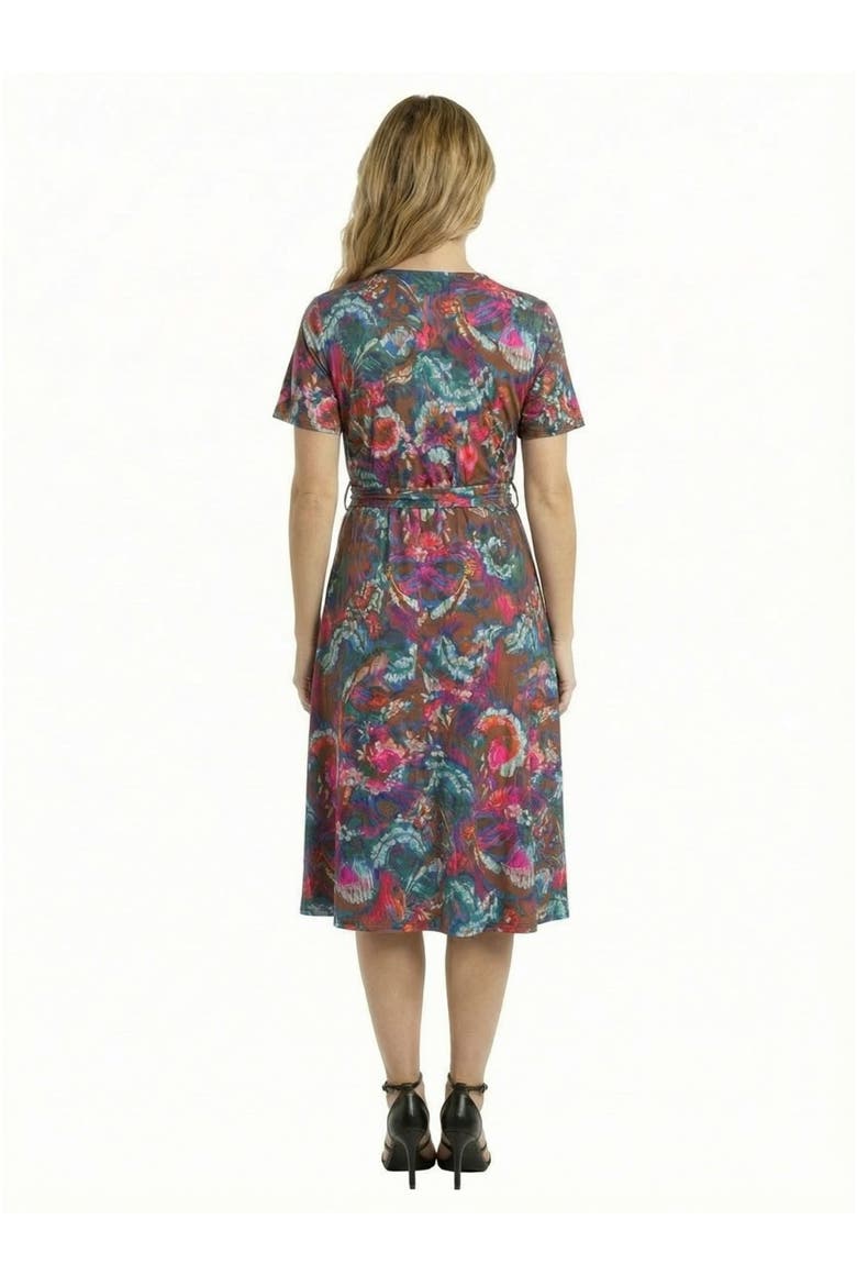 Essential Petite Paisley Print Short Sleeve Tie Waist Midi Dress
