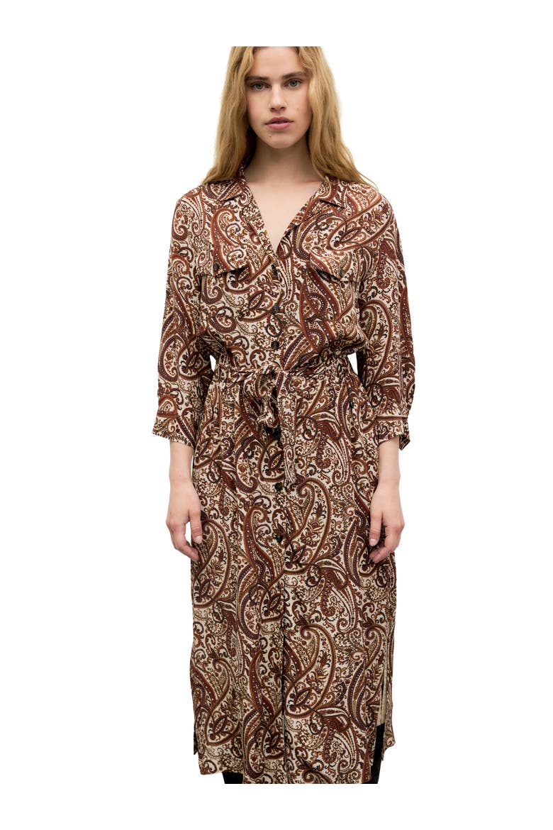 Cyra 3/4 Sleeve Midi Shirt Dress