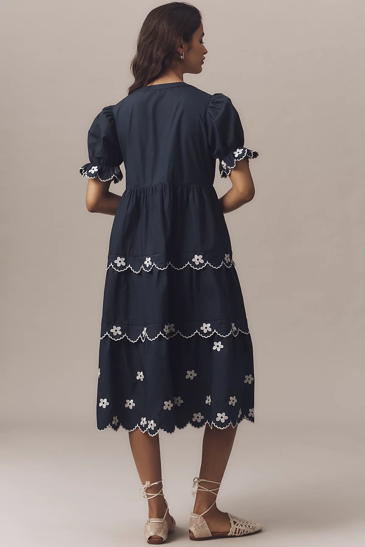 English Factory Puff-Sleeve Embroidered Midi Dress - Image 2