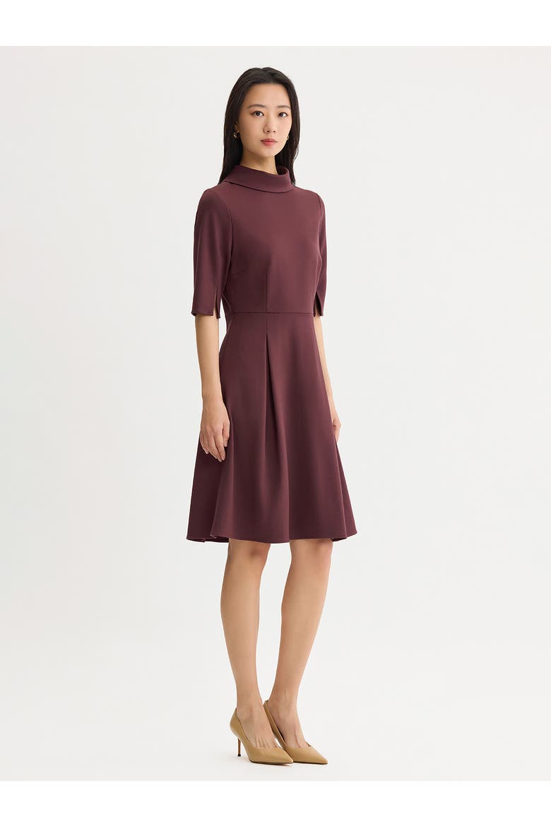 A-Line Pleated LuxeStretch Ponte Dress