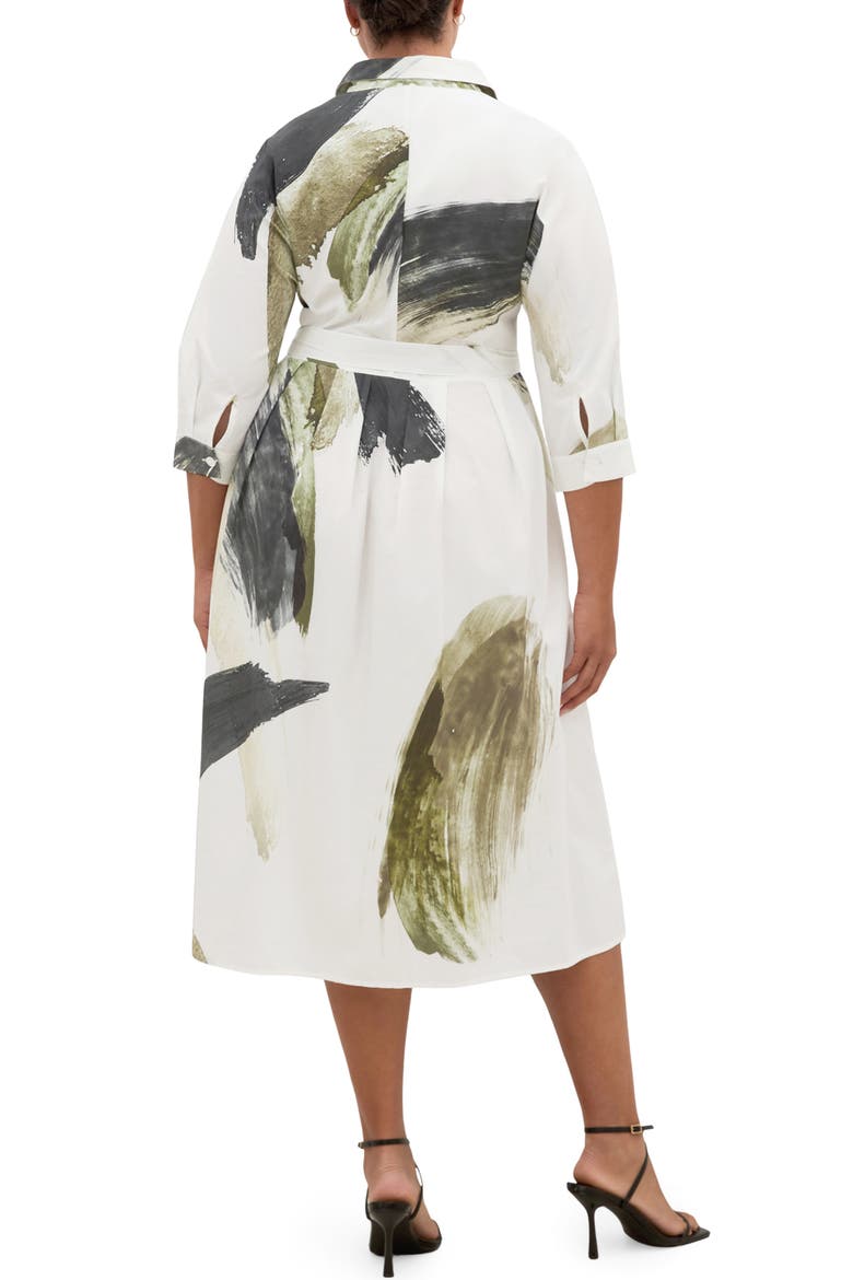 Angel Brushstroke Belted Cotton Shirtdress