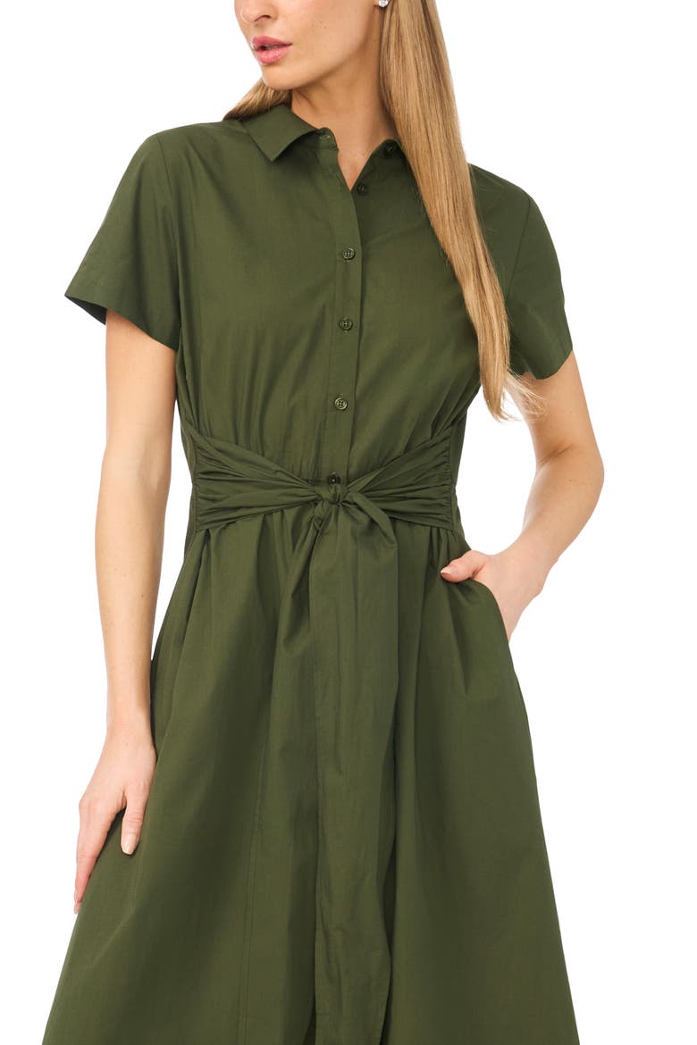 Tie Waist Cotton Shirtdress