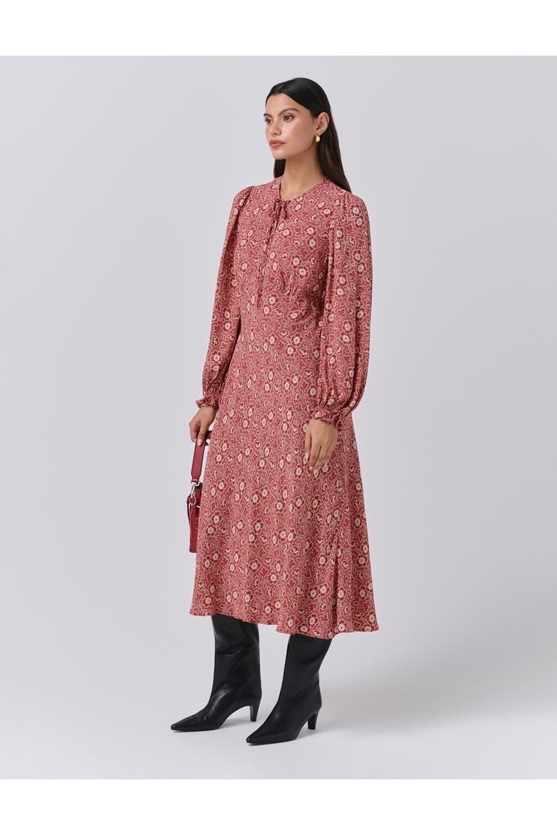 Stella Floral Crepe Tie Front Midi Dress