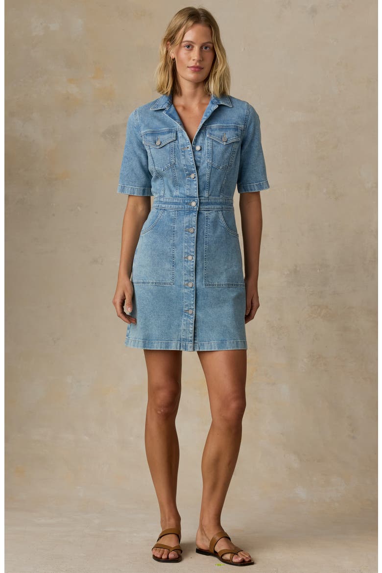 Michelle Organic Cotton & Linen Blend Denim Shirtdress