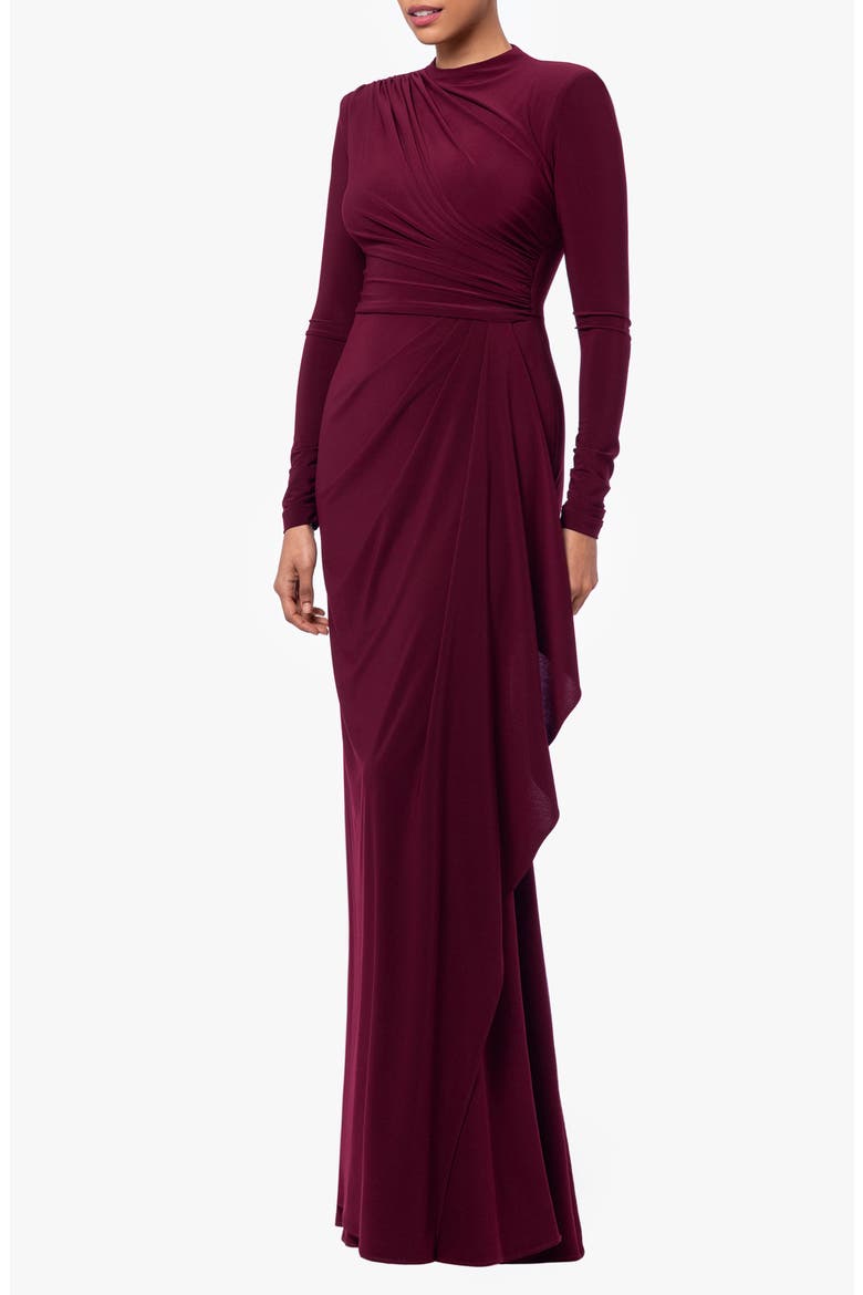Ruffle Long Sleeve Sheath Gown
