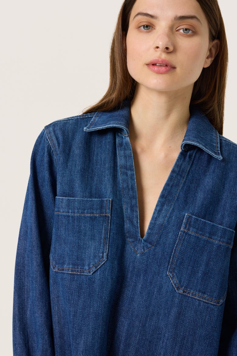 Slzianna Long Sleeve Collar Denim Dress