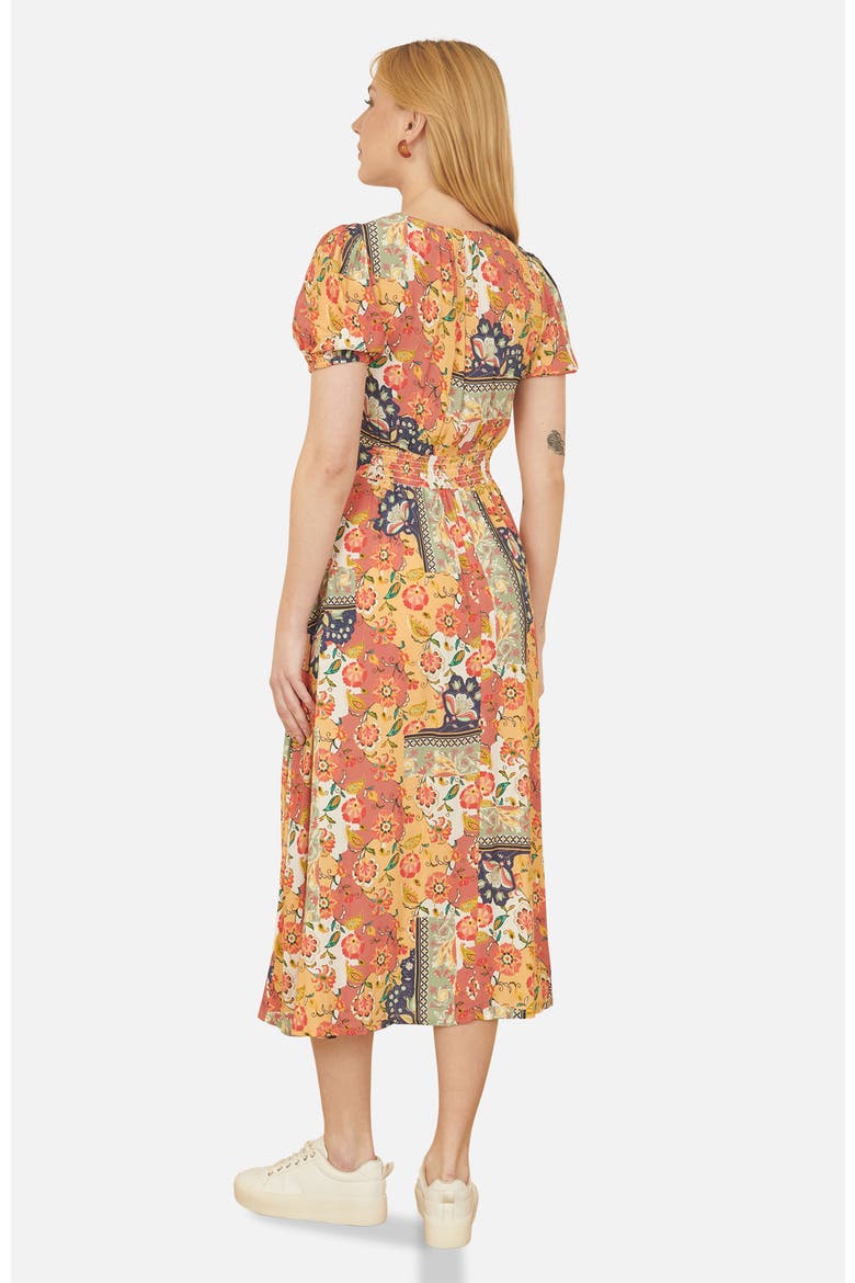 Floral Patchwork Print Midi Shirt Dress