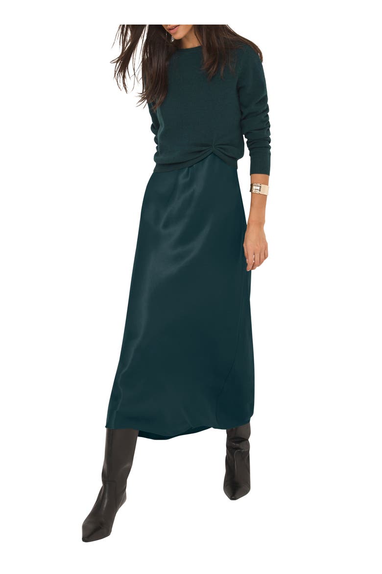 Layered Satin Midi Dress