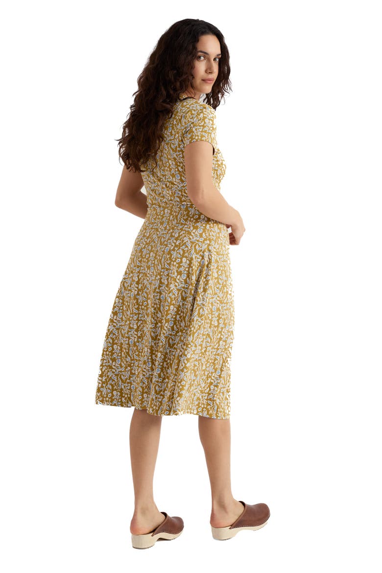 Pier View Print Flare Stretch Organic Cotton Dress