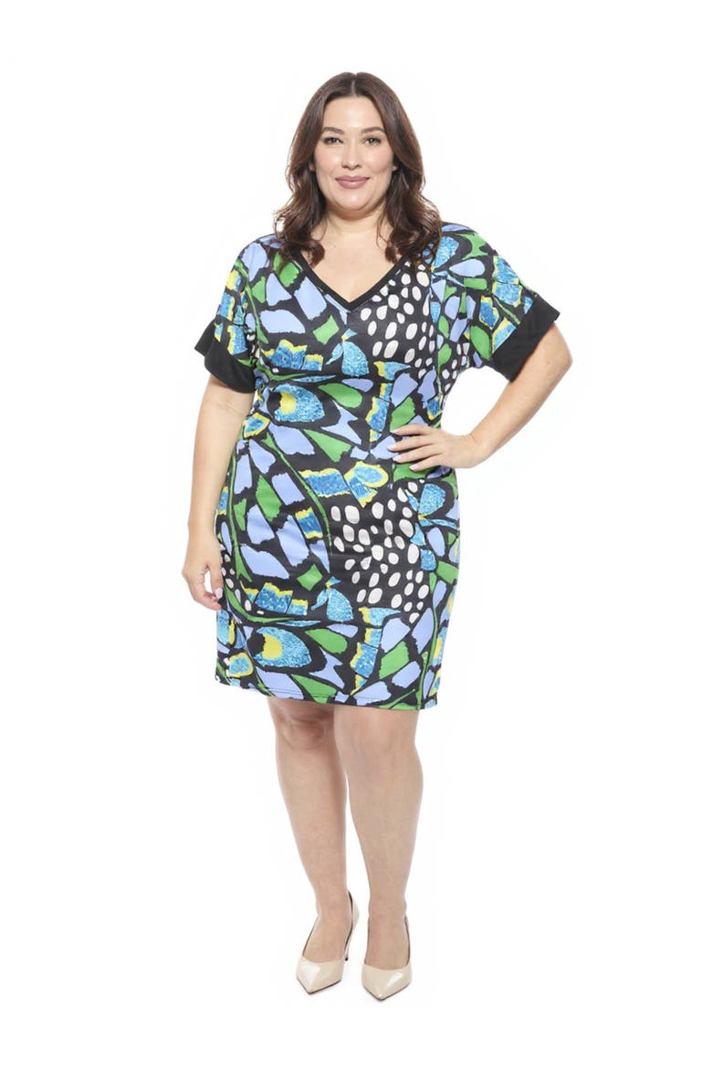 Plus Size Butterfly Short Sleeve Knee Length T-Shirt Dress