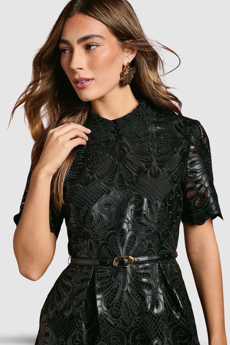 PU Lace Midi Dress