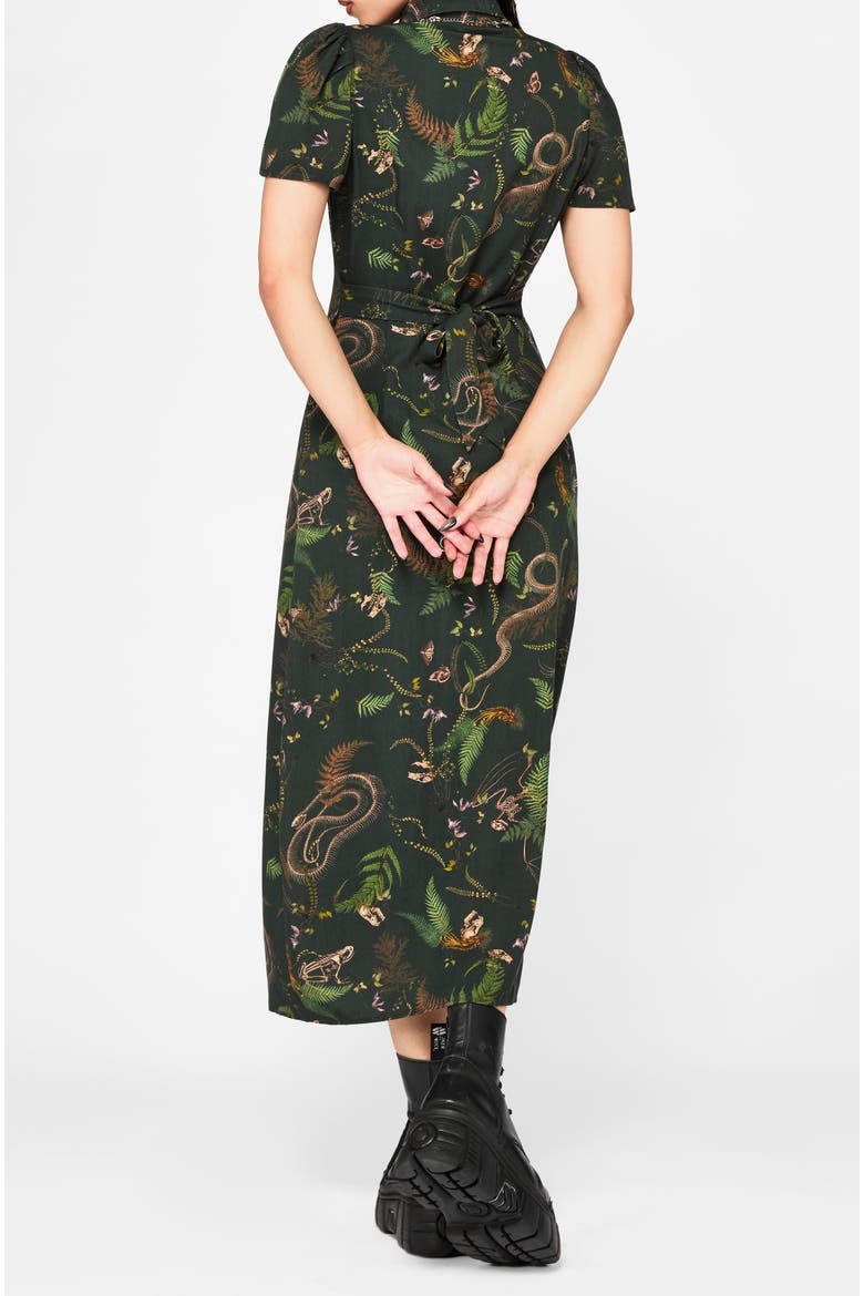 Noctaris Print Fitted Midi Shirt Dress