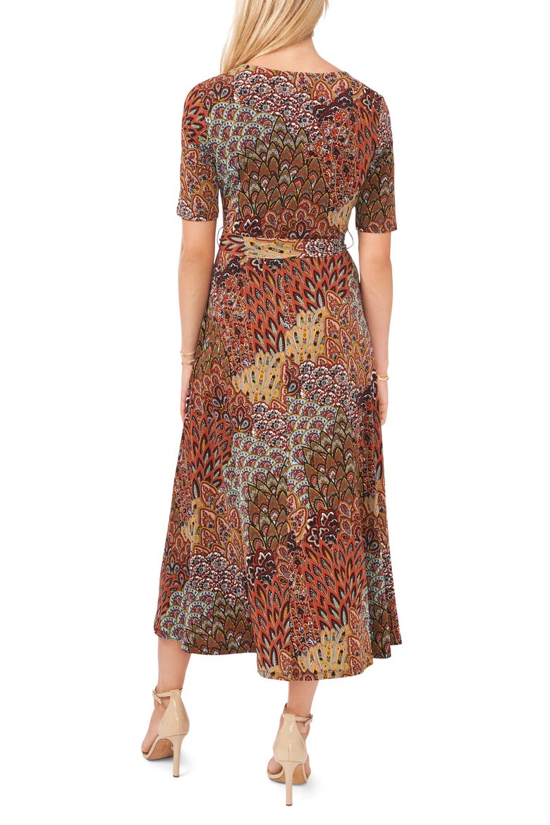 V-Neck Tie Waist Midi Dress
