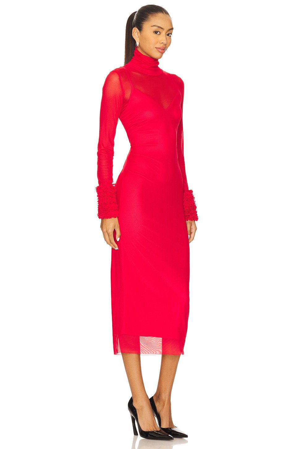 AFRM Ariel Midi Dress in Kiss Red - Image 2