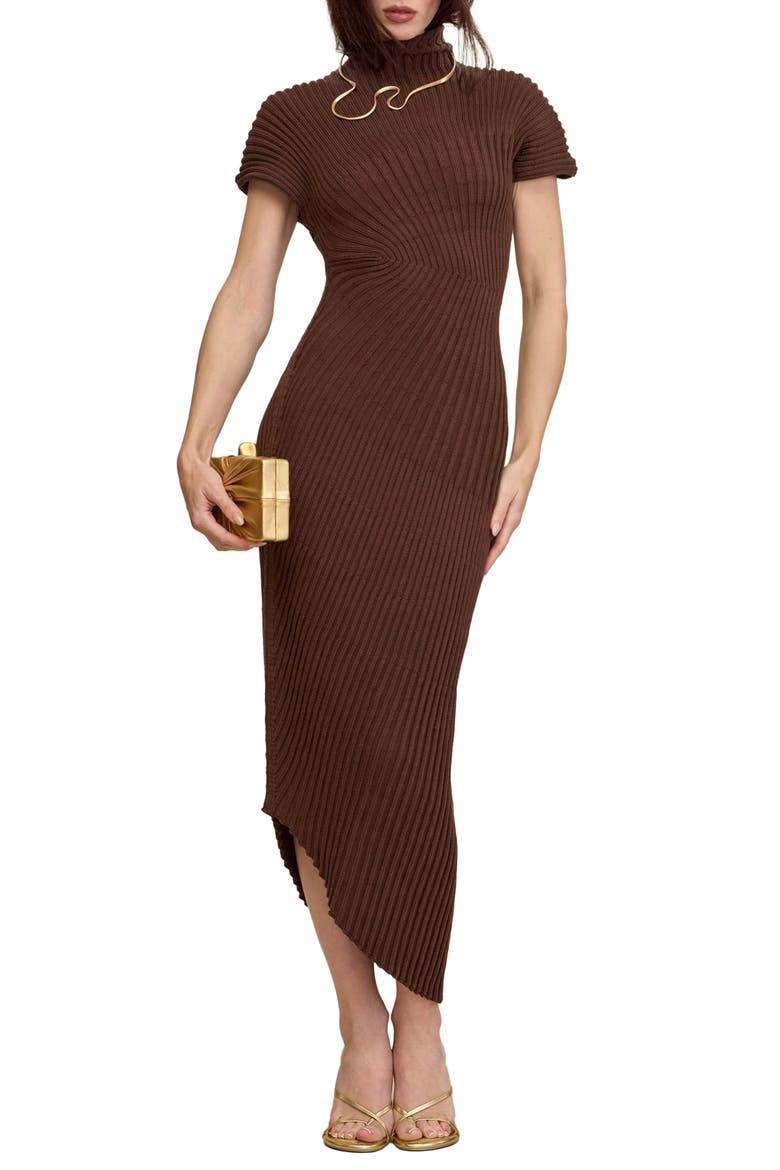 Chrysta Turtleneck Rib Midi Sweater Dress