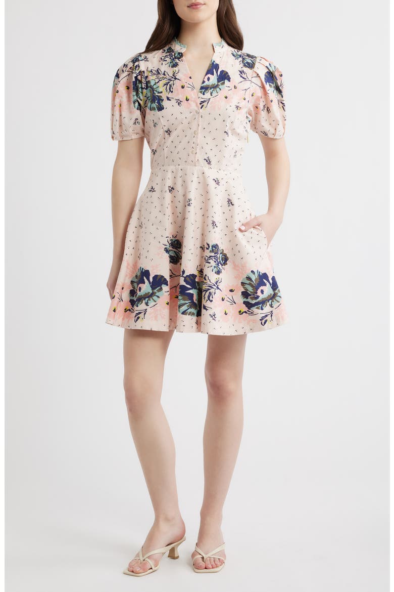 Micah Mixed Floral Print Organic Cotton Poplin Minidress