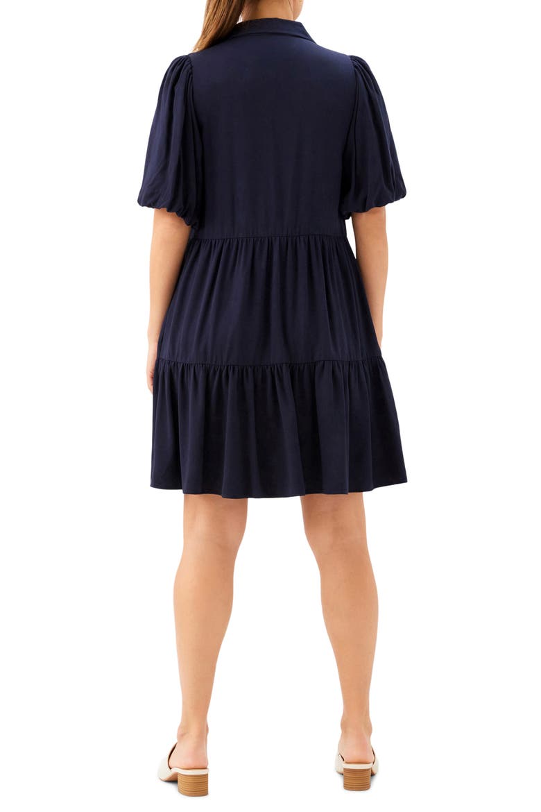 Tiered Puff Sleeve Shirtdress