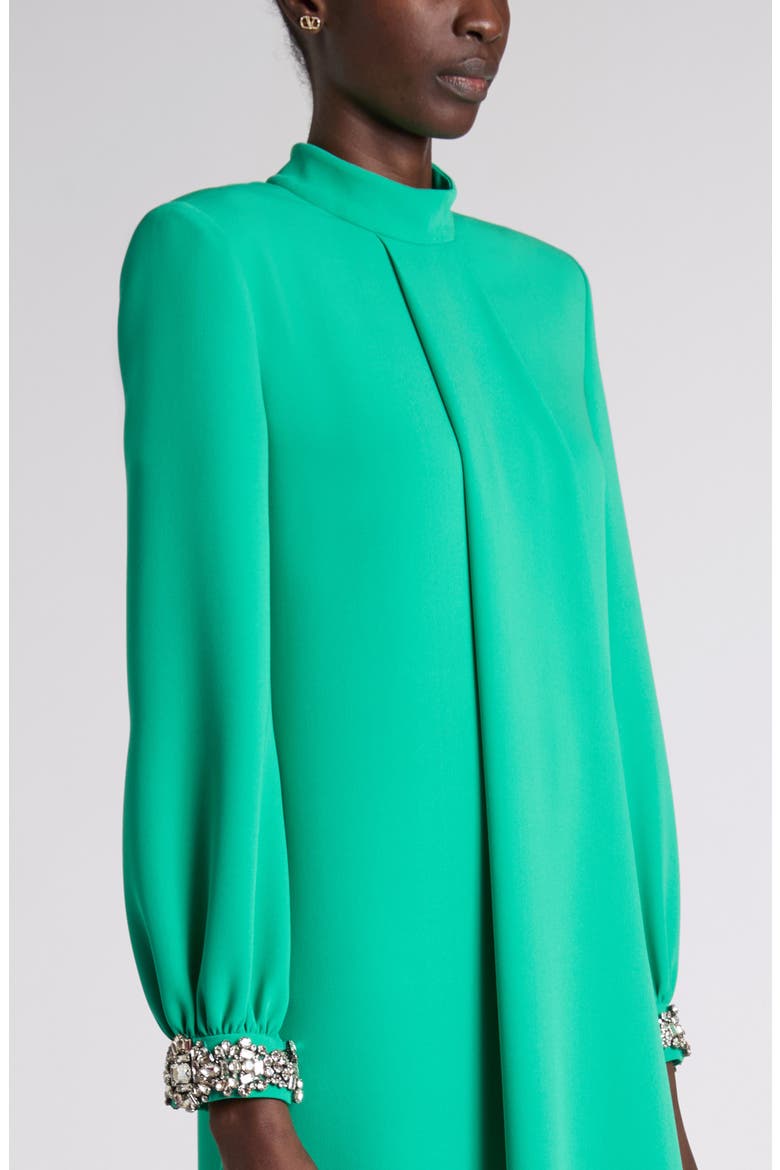 Embellished Long Sleeve Silk Gown