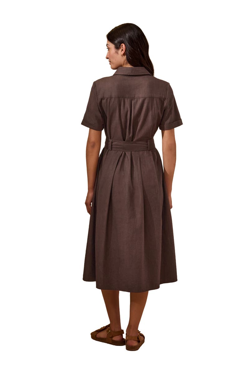 Belted Safari Midi Shirt Dress