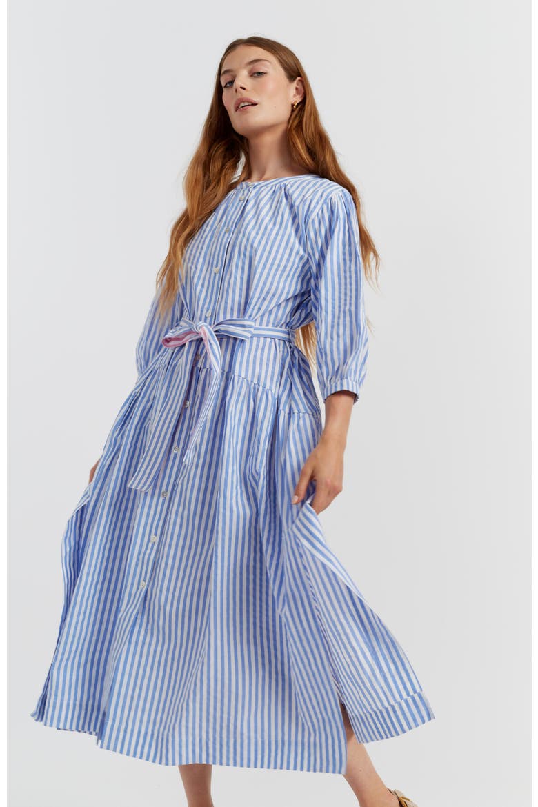 Oxford Stripe Cotton Shirt Dress