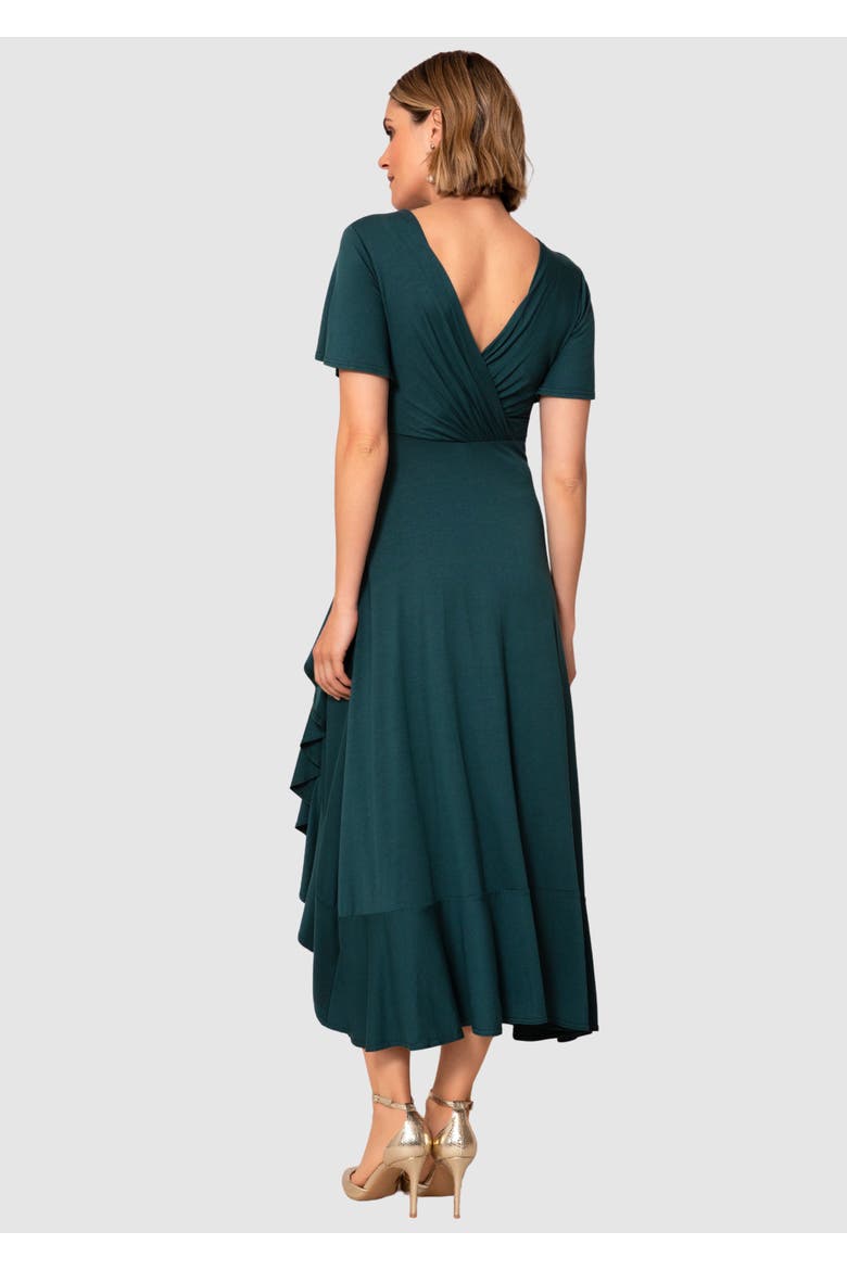 Petite Waterfall Ruffle Wrap Midi Dress