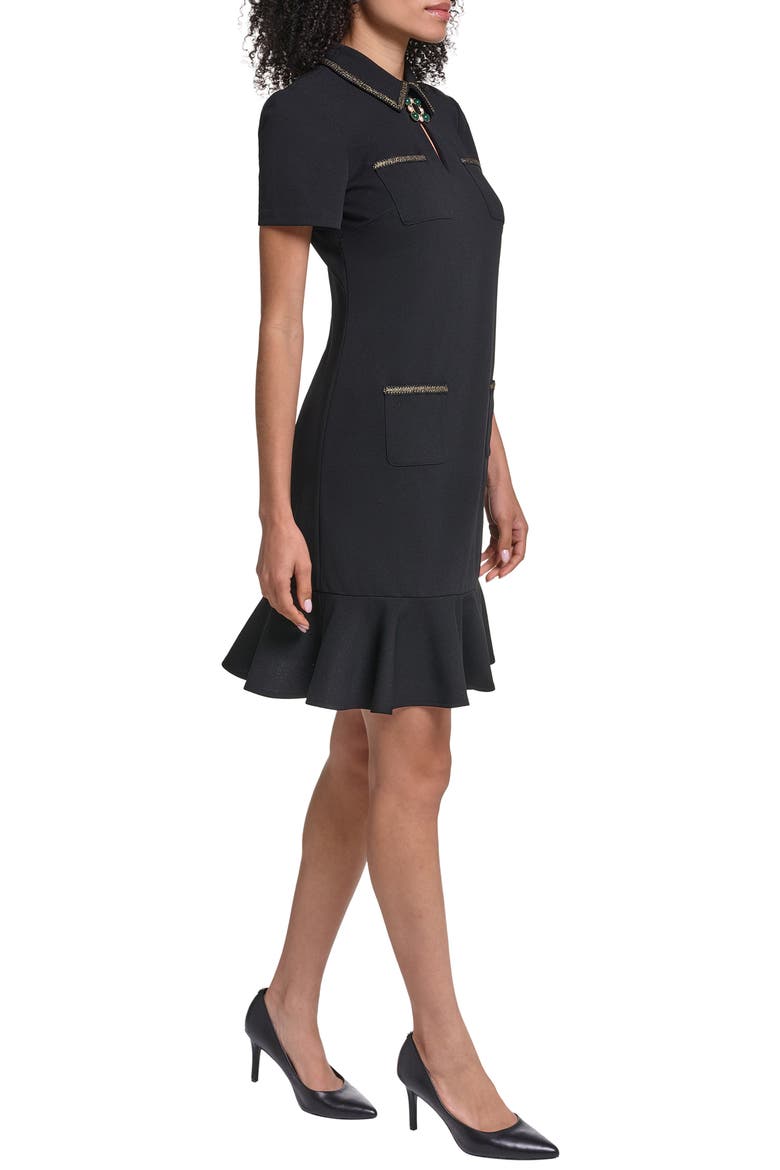 Scuba Crepe Ruffle Sheath Dress