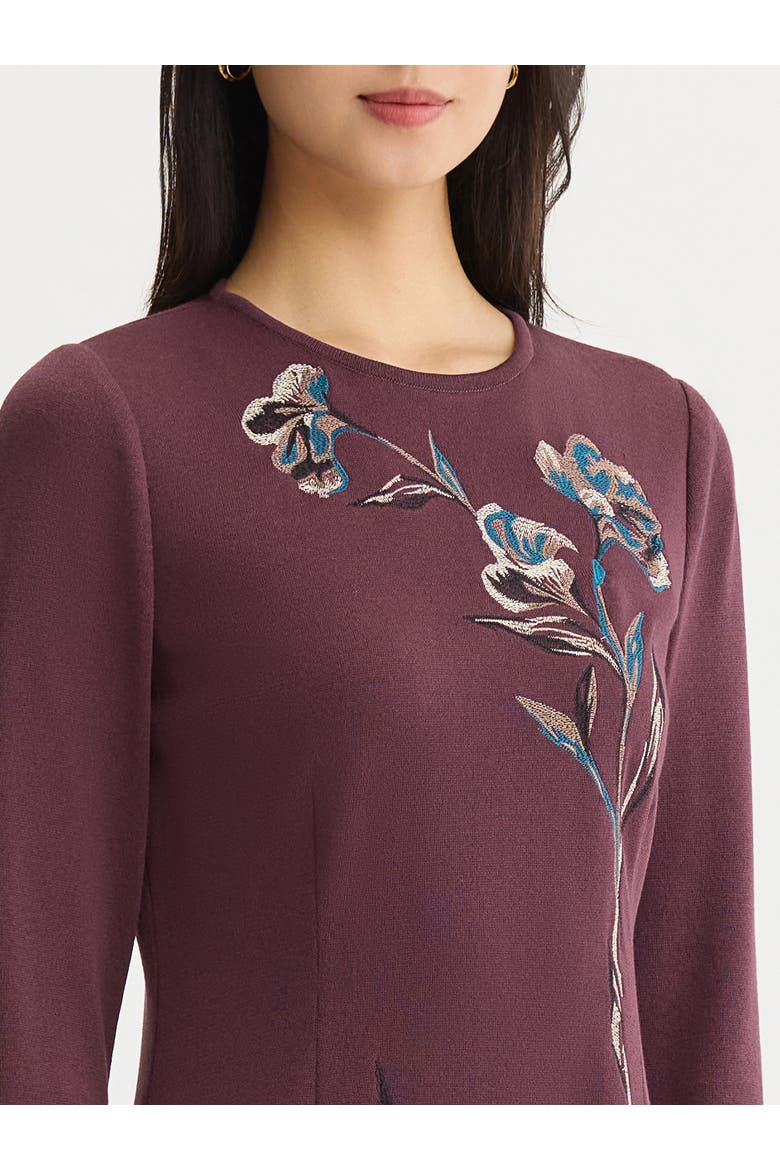 Floral Embroidered A-Line Soft Knit Dress