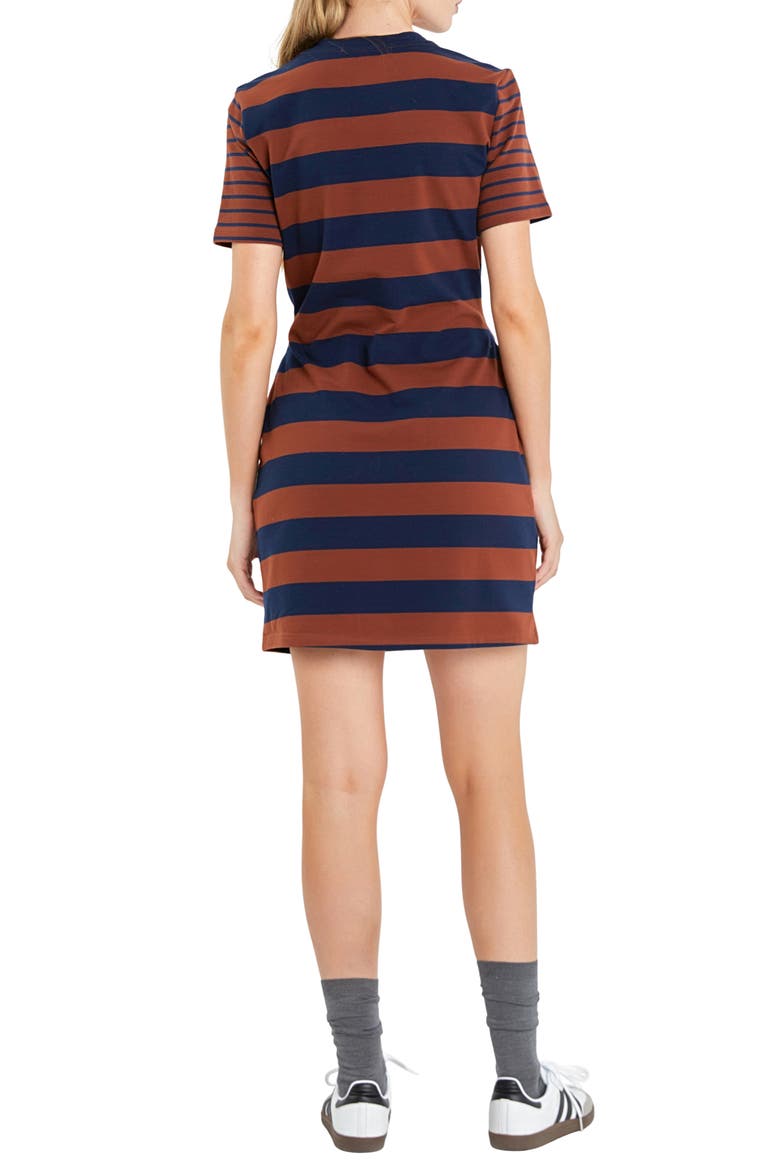 Contrast Stripe Tie Waist Minidress