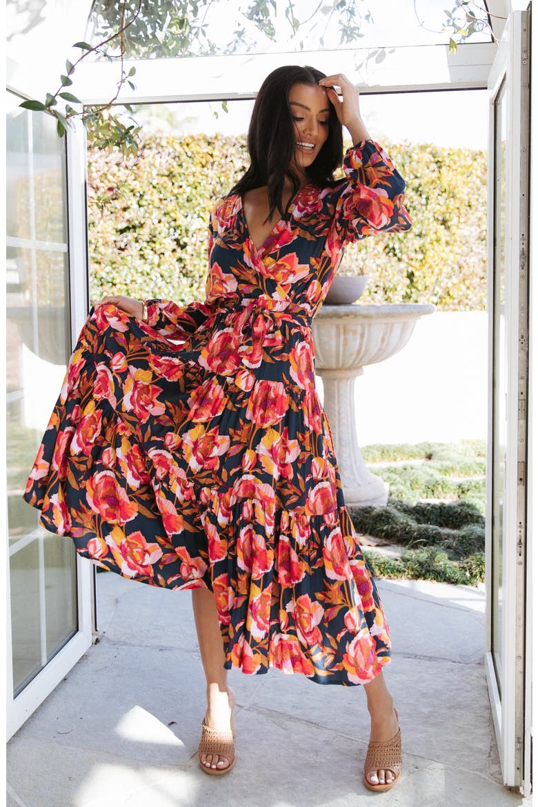 Balsa Long Sleeve Floral Midi Dress
