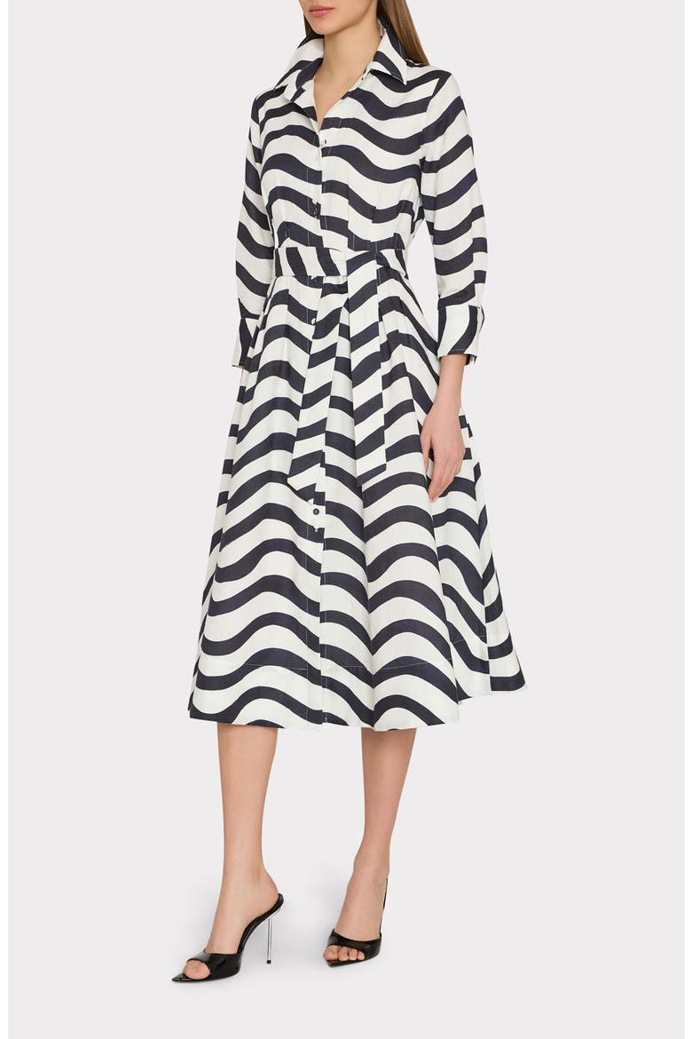Lexi Stripe Tie Waist Long Sleeve Midi Shirtdress