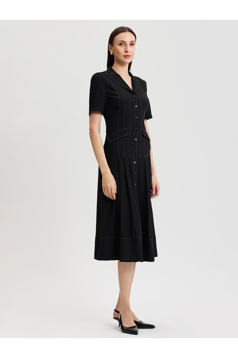 Fit & Flare Monochrome Crepe Maxi Dress