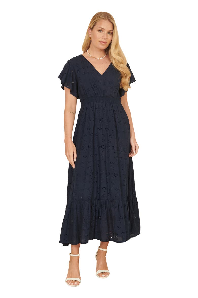 Cotton Broderie Anglaise Wrap Midi Dress
