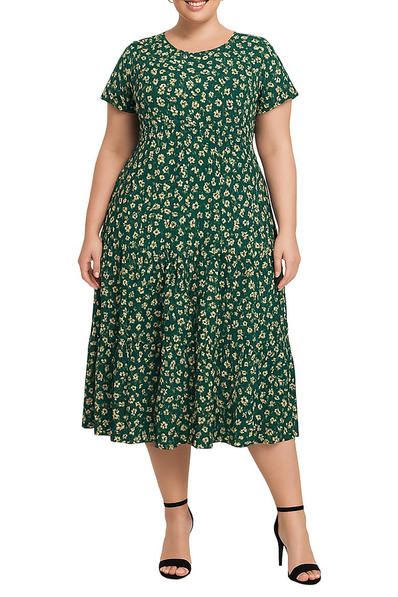 Floral Short Sleeve Midi Dress