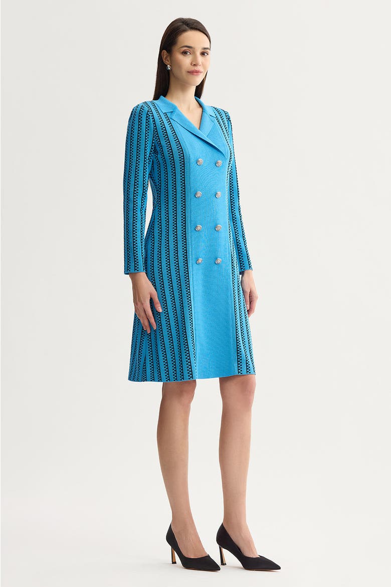 A-Line Faux Double Breasted Knit Dress