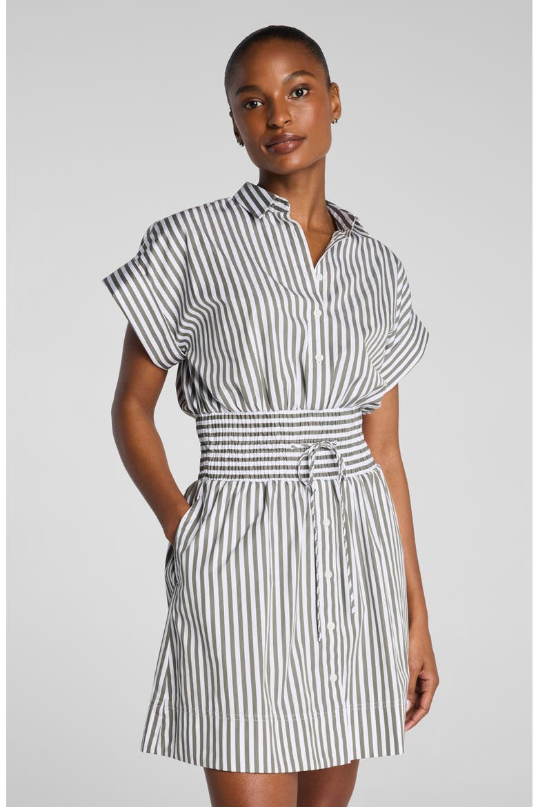 Smocked Striped Supima Cotton Mini Shirtdress