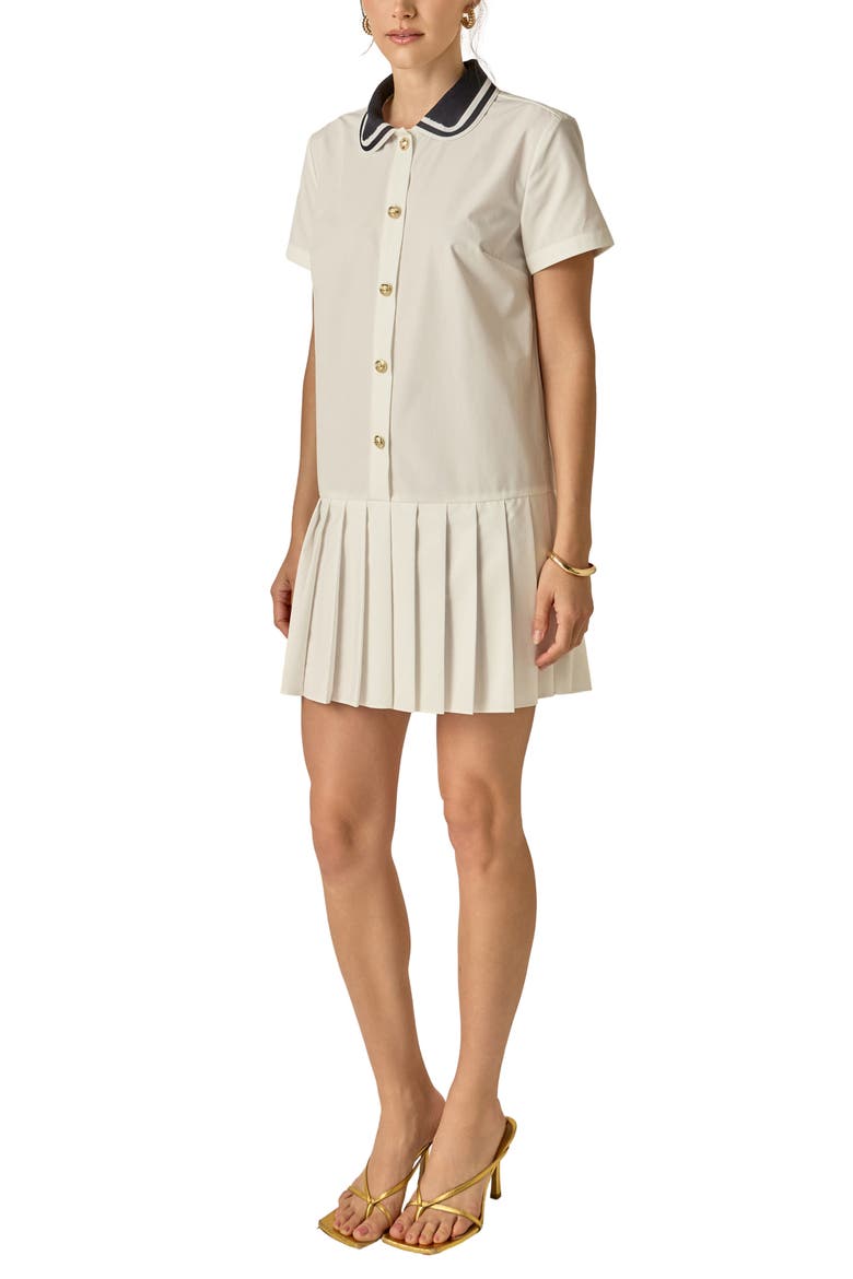 Crochet Collar Pleated Minidress